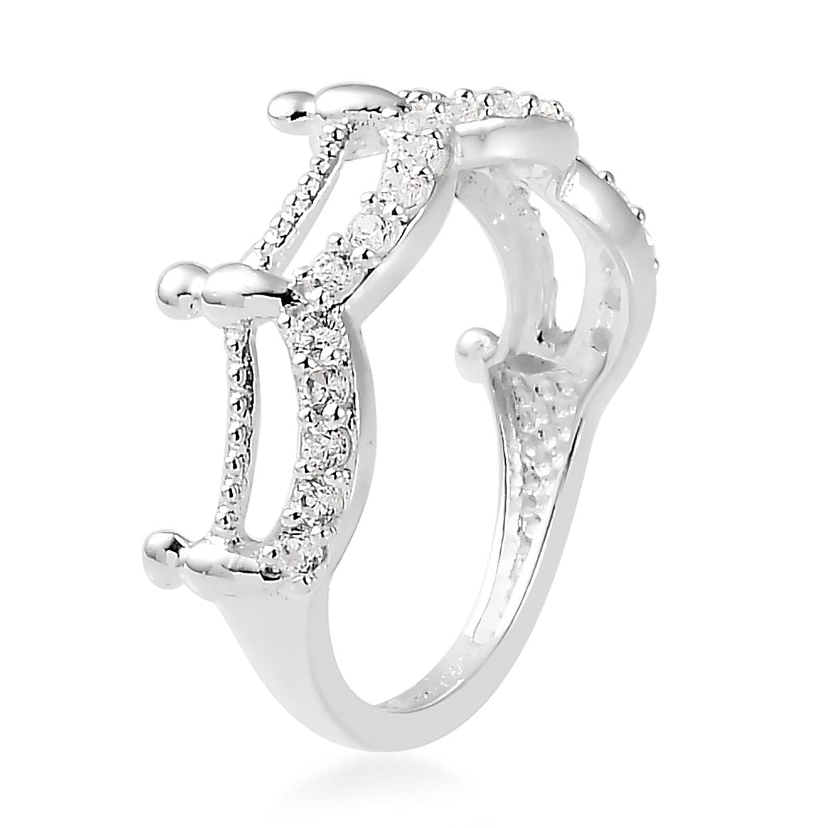 Simulated Diamond Half Eternity Band Ring in Sterling Silver (Size 8.0) 0.40 ctw image number 3