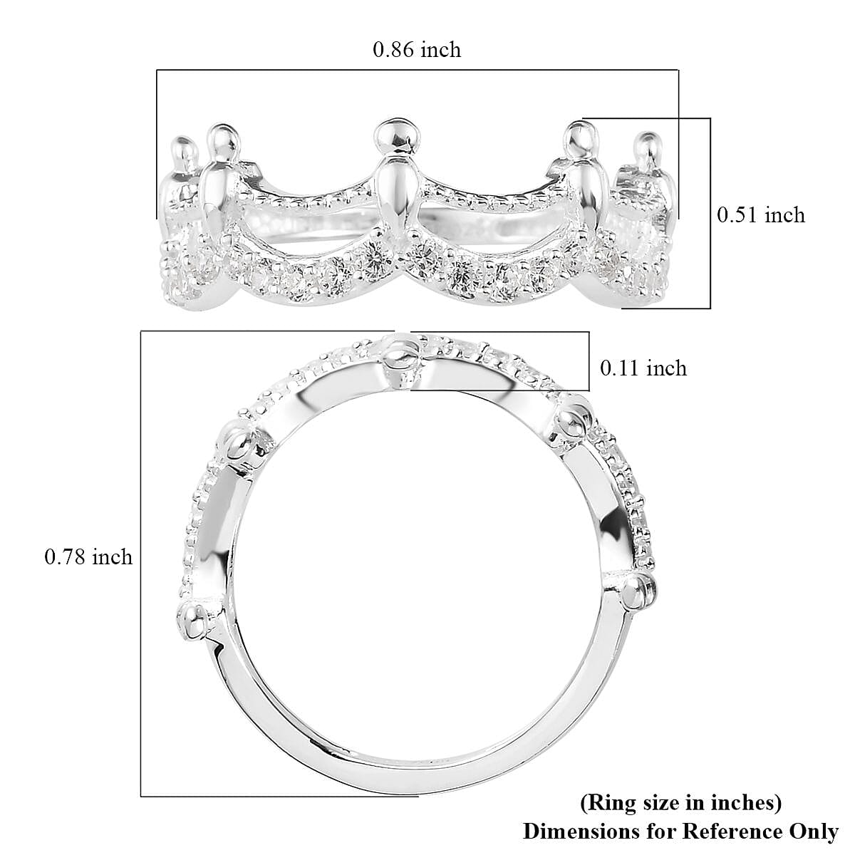 Simulated Diamond Half Eternity Band Ring in Sterling Silver (Size 8.0) 0.40 ctw image number 5
