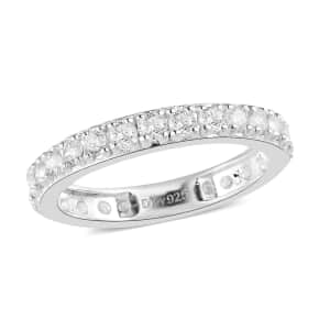 Simulated Diamond Eternity Band Ring in Sterling Silver (Size 5.0)