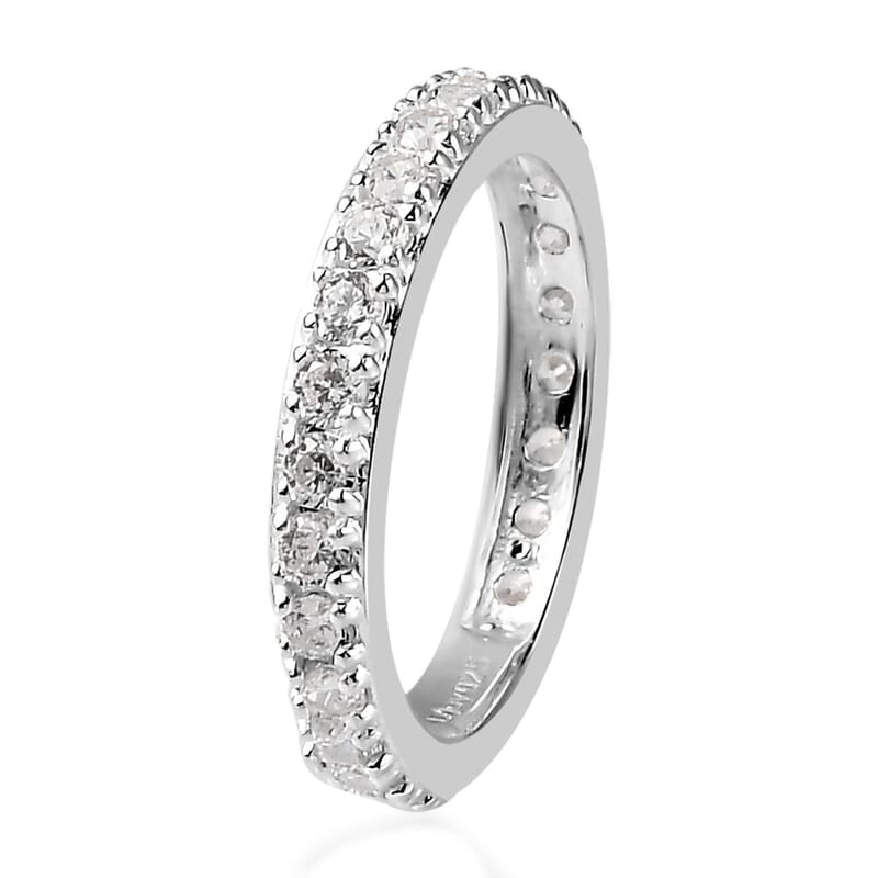 Simulated Diamond Eternity Band Ring in Sterling Silver (Size 5.0)
