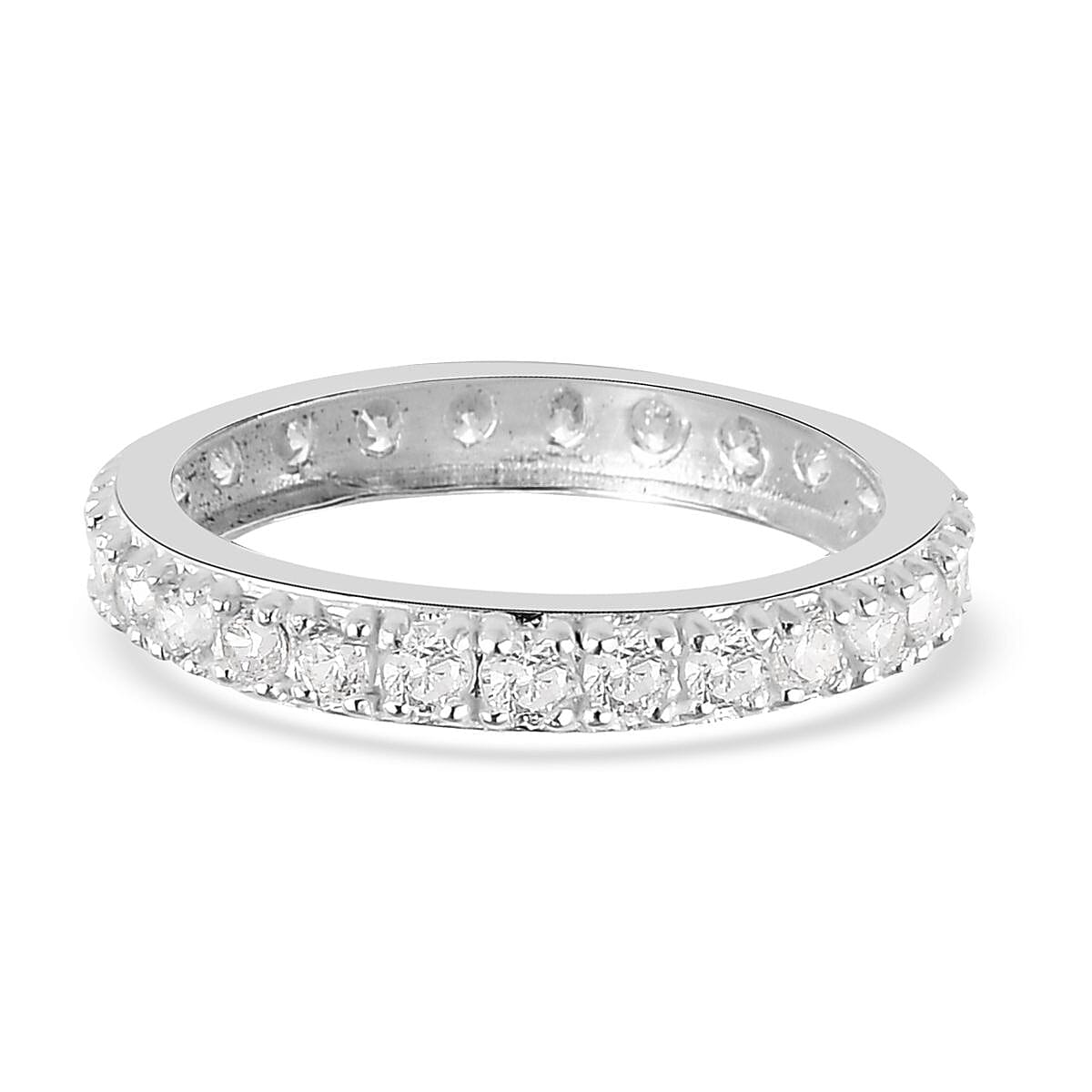 Simulated Diamond Eternity Band Ring in Sterling Silver (Size 5.0)