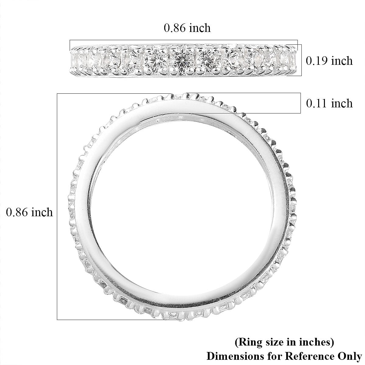 Simulated Diamond Eternity Band Ring in Sterling Silver (Size 5.0)
