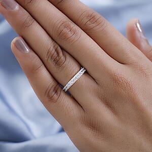 Simulated Diamond Eternity Band Ring in Sterling Silver (Size 6.0)