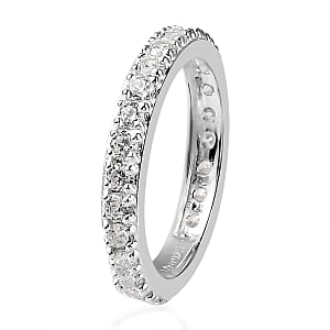 Simulated Diamond Eternity Band Ring in Sterling Silver (Size 6.0)