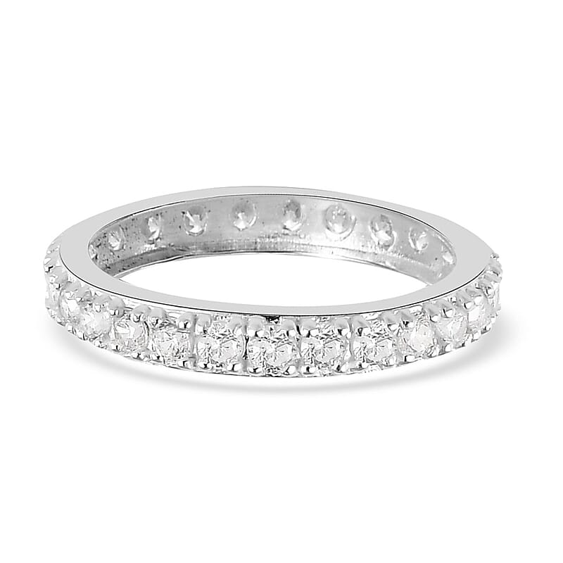 Simulated Diamond Eternity Band Ring in Sterling Silver (Size 6.0)