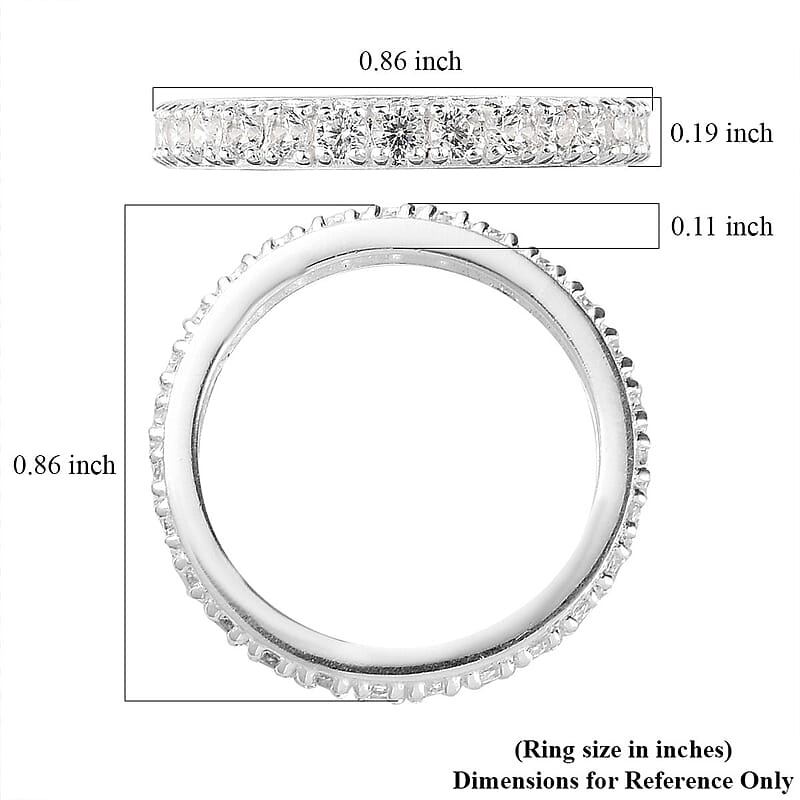 Simulated Diamond Eternity Band Ring in Sterling Silver (Size 6.0)