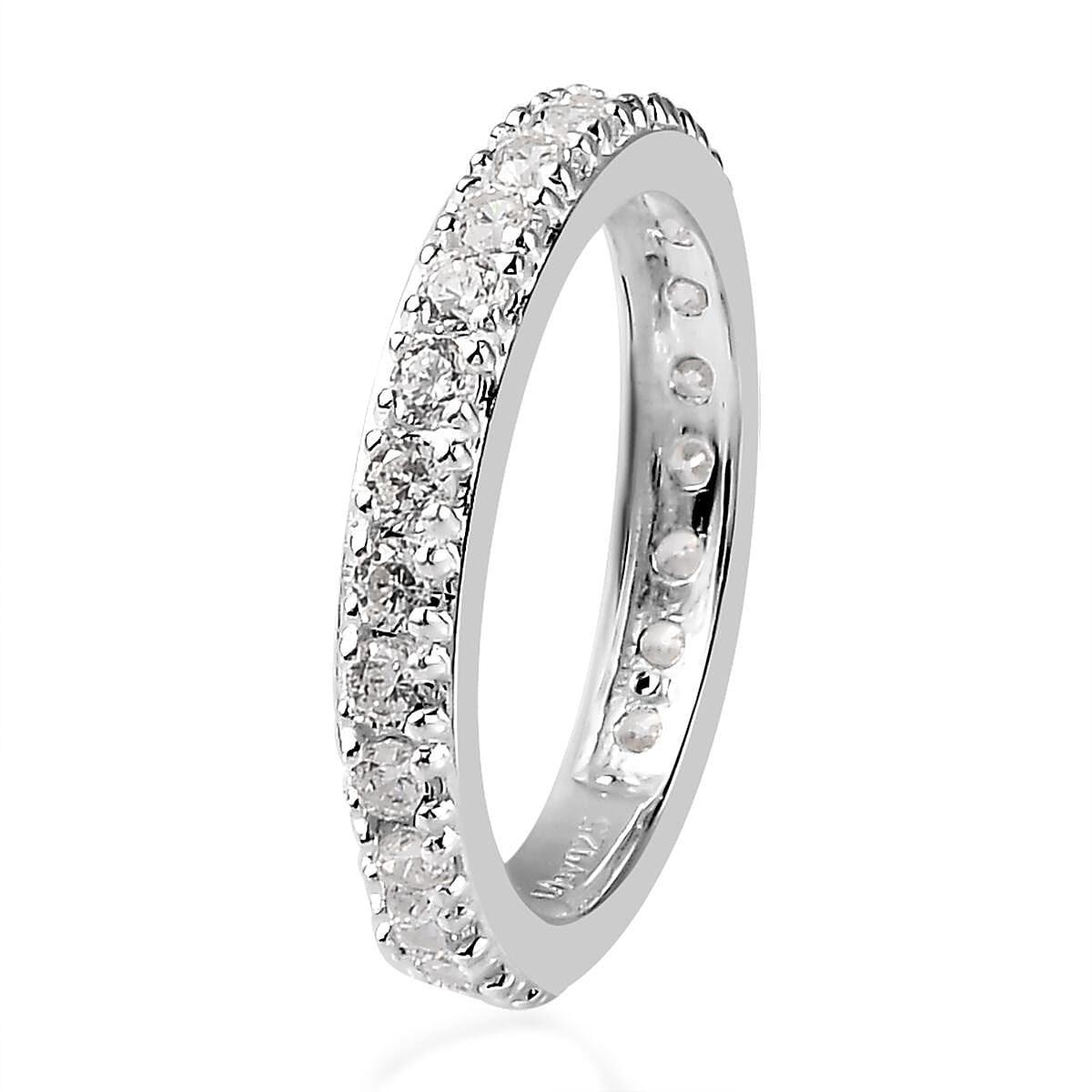 Simulated Diamond Eternity Band Ring in Sterling Silver (Size 10.0) image number 3
