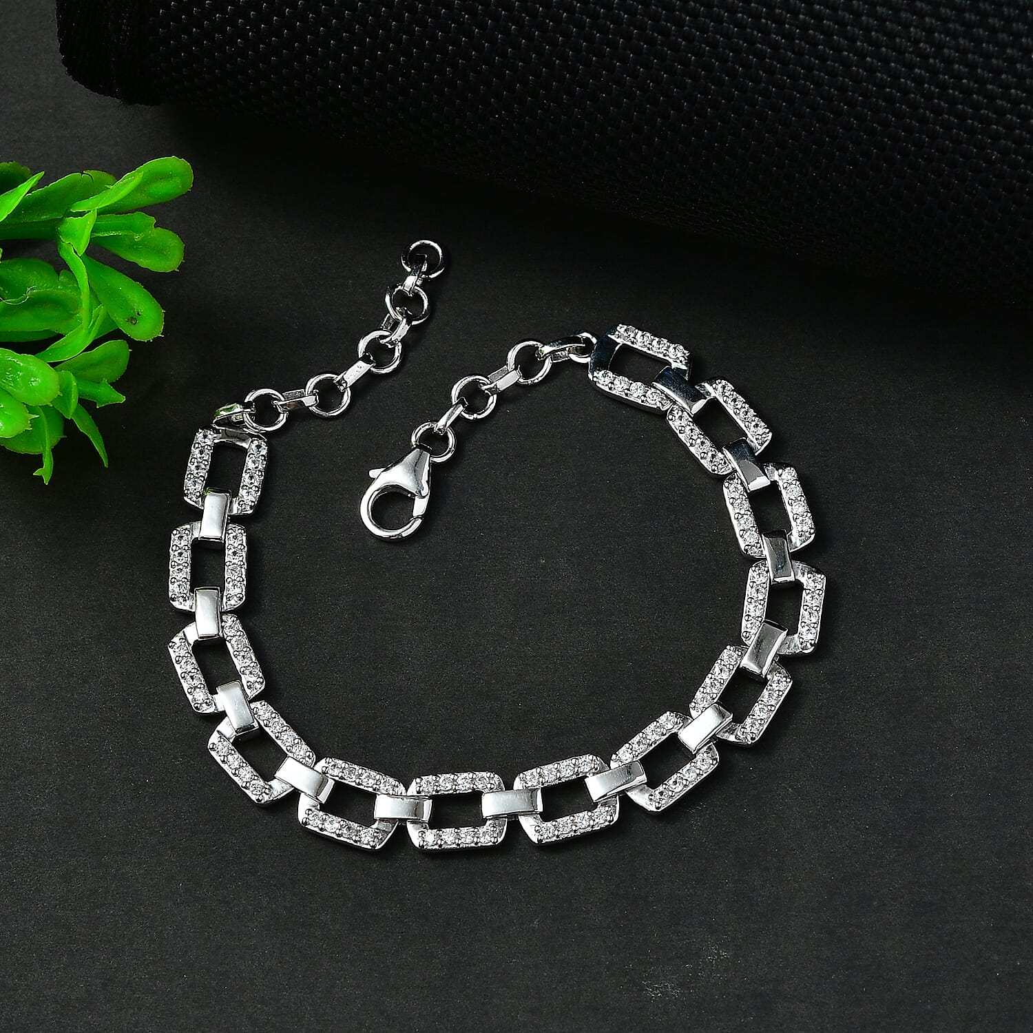 Premium White Zircon 1.85 ctw Bracelet in Platinum Over Sterling Silver (7.00 In)