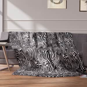 Homesmart Black Zebra Stripe Pattern Microfiber Single Layer Flannel Blanket