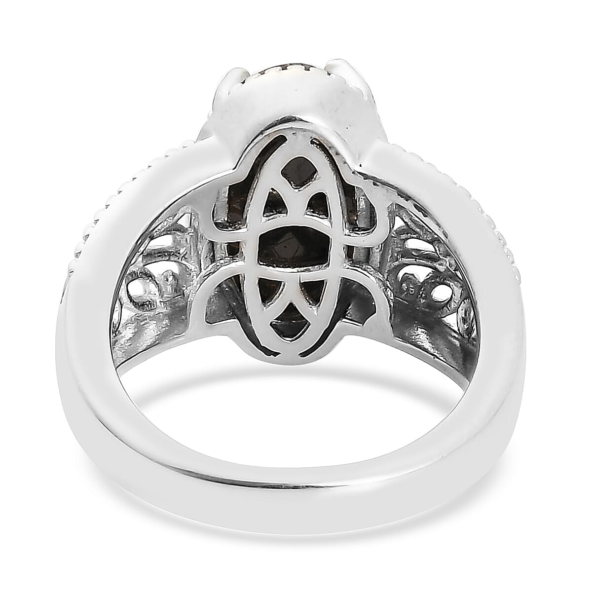 Karis Matrix Silver Shungite Solitaire Ring in Platinum Bond (Size 10.0) 2.40 ctw