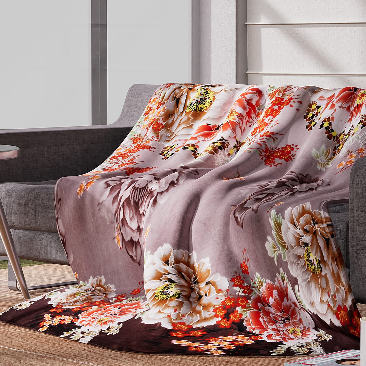 Homesmart Multi Color Flower Pattern Microfiber Single Layer Flannel Blanket image number 1