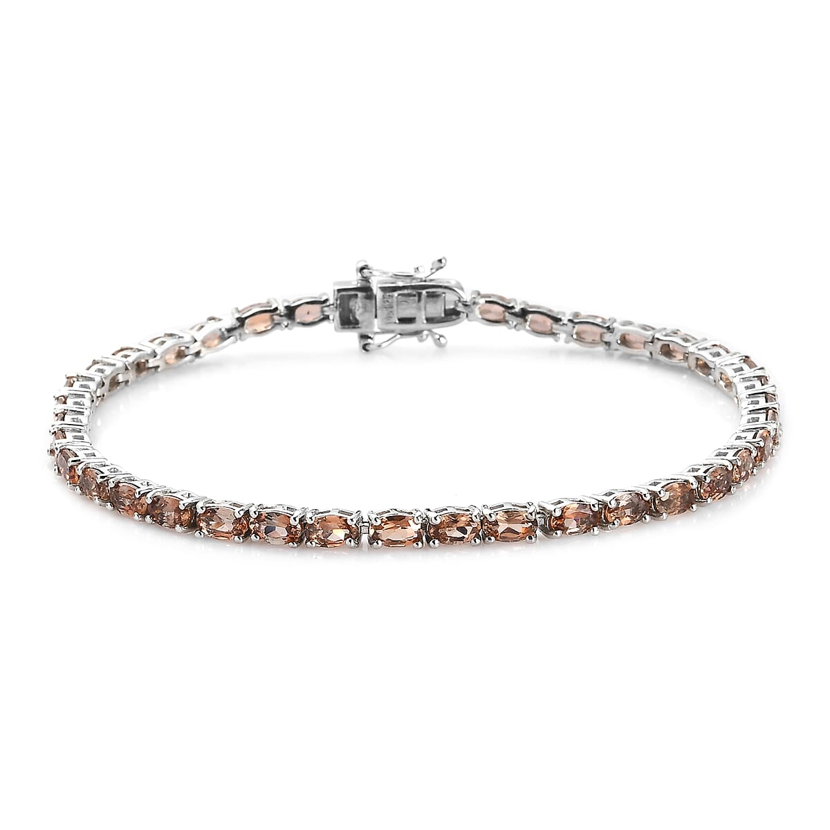 Jenipapo Andalusite Tennis Bracelet in Platinum Over Sterling Silver (8.00 In) 8.50 ctw image number 0