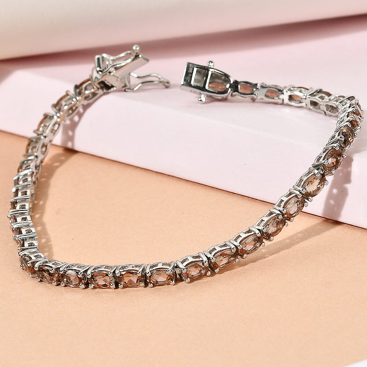 Jenipapo Andalusite Tennis Bracelet in Platinum Over Sterling Silver (8.00 In) 8.50 ctw image number 1