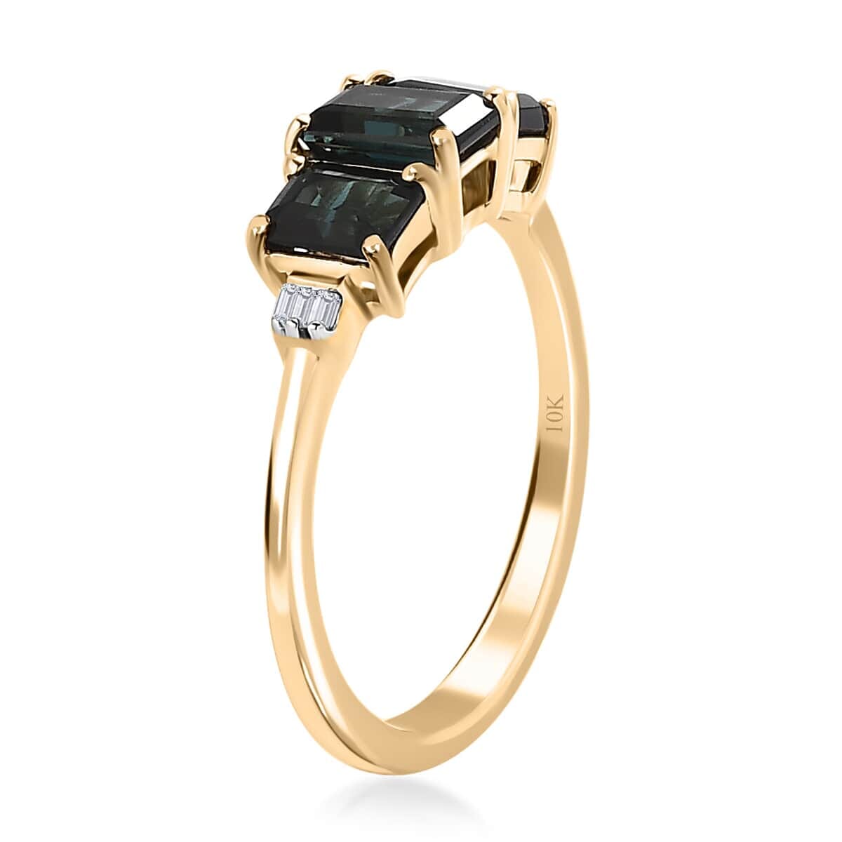 Luxoro 10K Yellow Gold Premium Monte Belo Indicolite and G-H I3 Diamond Ring 1.65 ctw image number 3