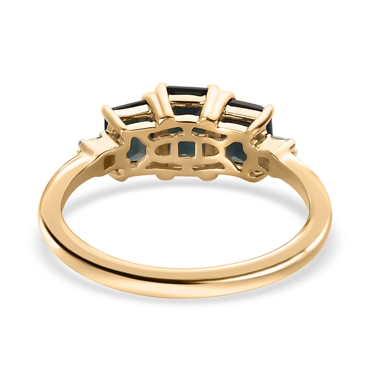 Luxoro 10K Yellow Gold Premium Monte Belo Indicolite and G-H I3 Diamond Ring 1.65 ctw image number 4