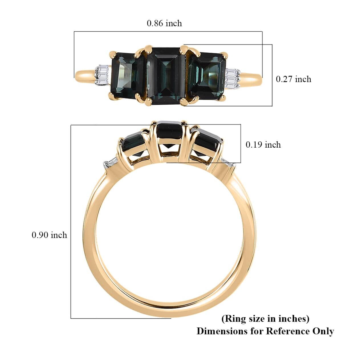 Luxoro 10K Yellow Gold Premium Monte Belo Indicolite and G-H I3 Diamond Ring 1.65 ctw image number 5