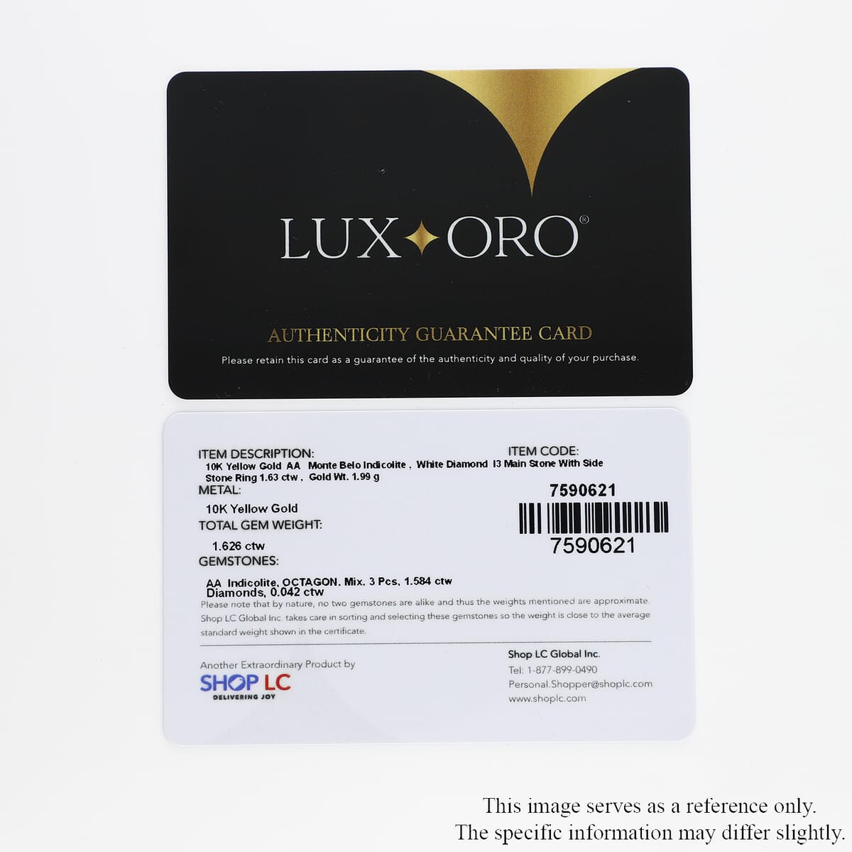 Luxoro 10K Yellow Gold Premium Monte Belo Indicolite and G-H I3 Diamond Ring 1.65 ctw image number 6