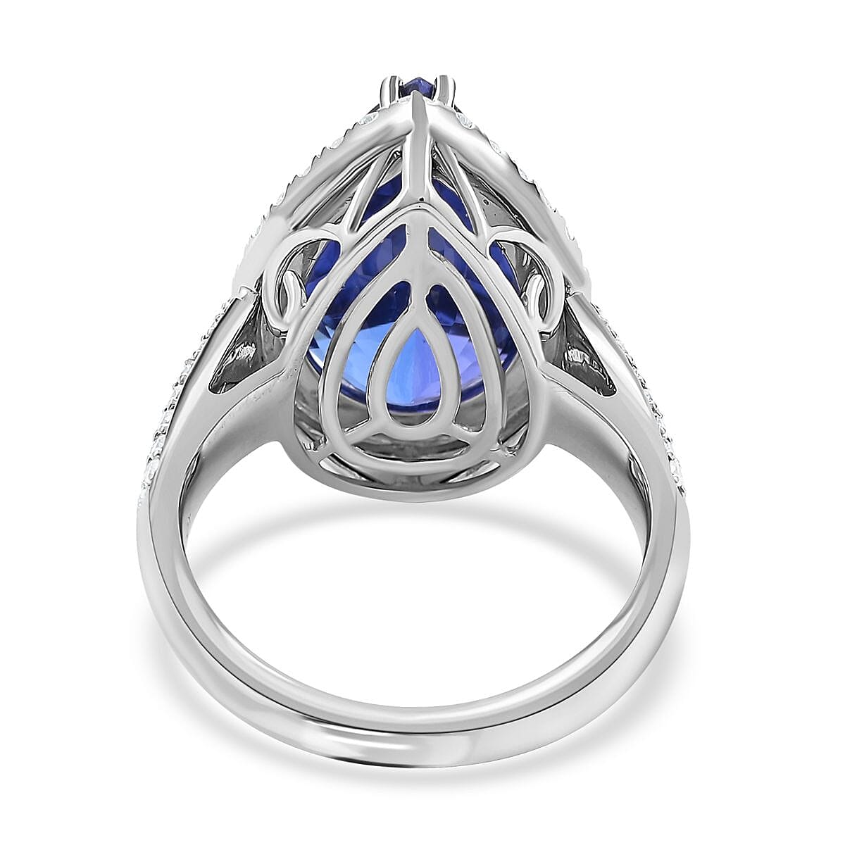Certified & Appraised Rhapsody 950 Platinum AAAA Tanzanite and E-F VS Diamond Halo Ring 9.20 Grams 8.10 ctw image number 4