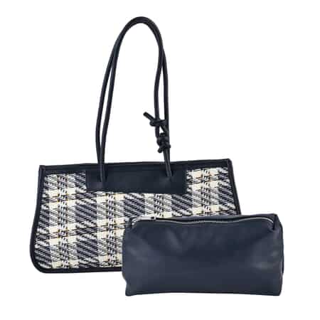 Black/Blue Checker Cosmetic Bag