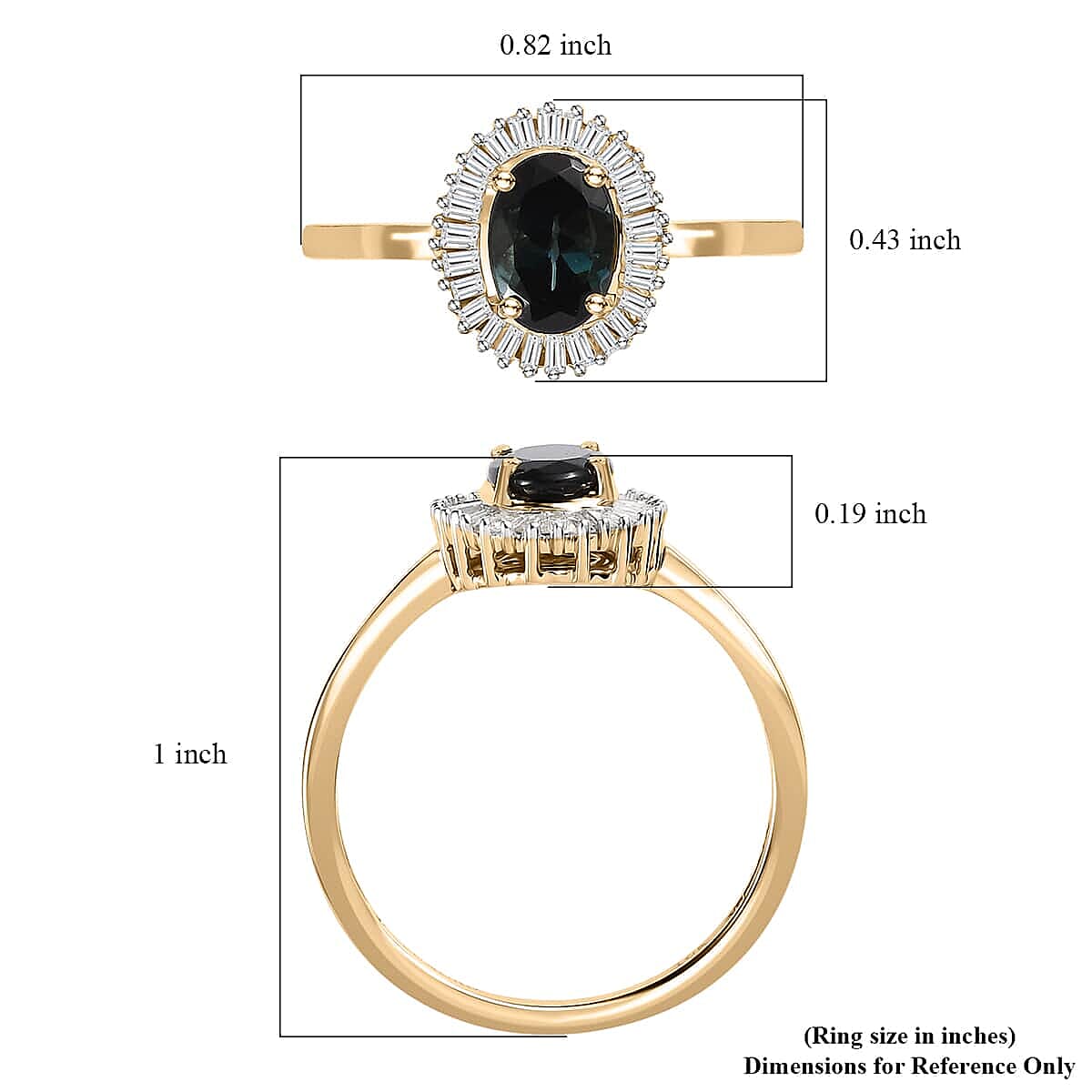 Luxoro 10K Yellow Gold Premium Monte Belo Indicolite and G-H I3 Diamond Halo Ring 1.00 ctw image number 5