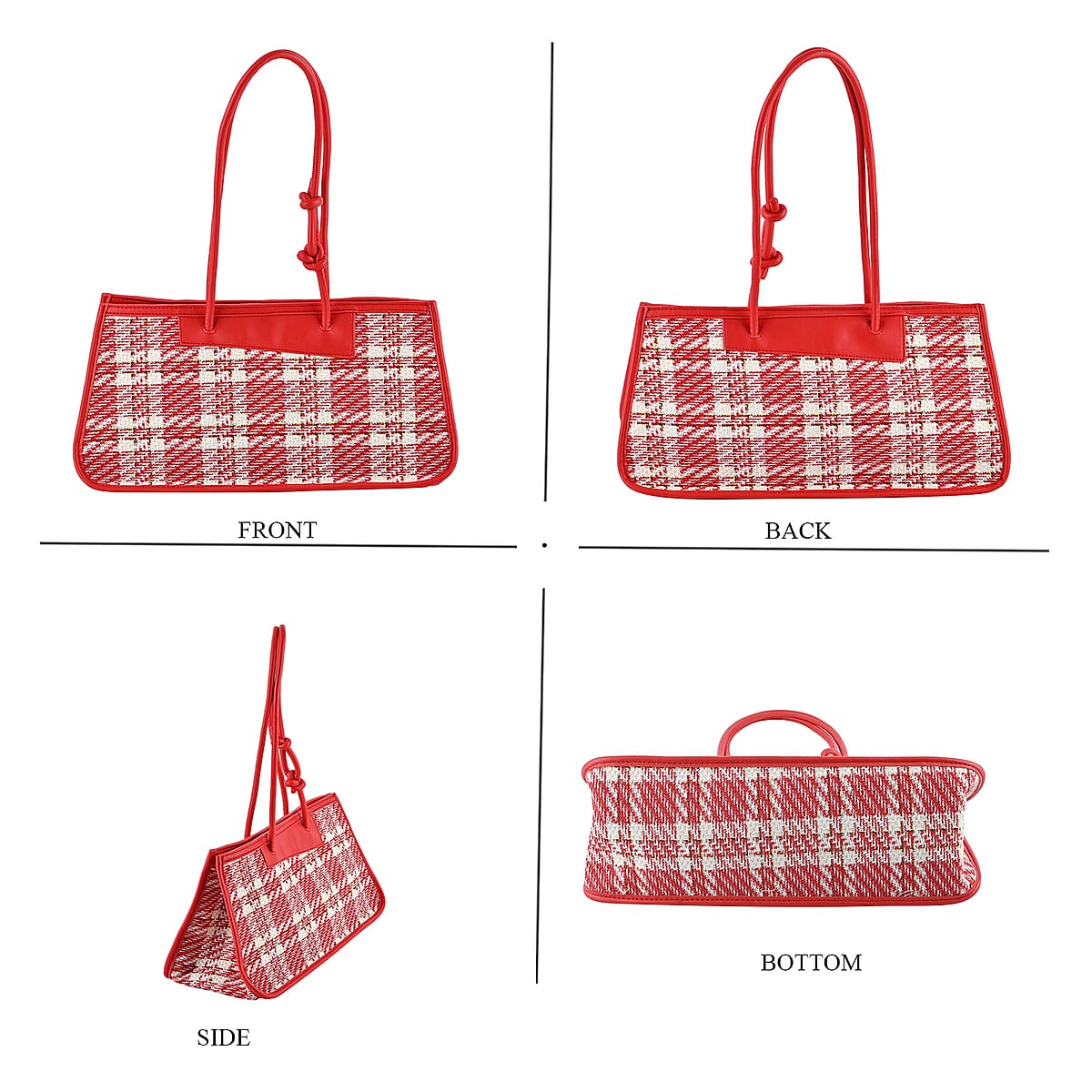 Red and White Faux Leather Tote Bag and Cosmetic Bag image number 3