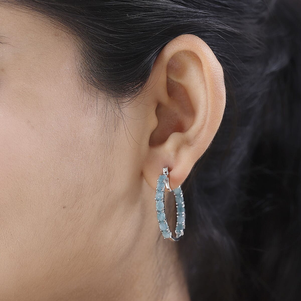 Grandidierite Inside Out Hoop Earrings in Platinum Over Sterling Silver 4.75 ctw image number 2