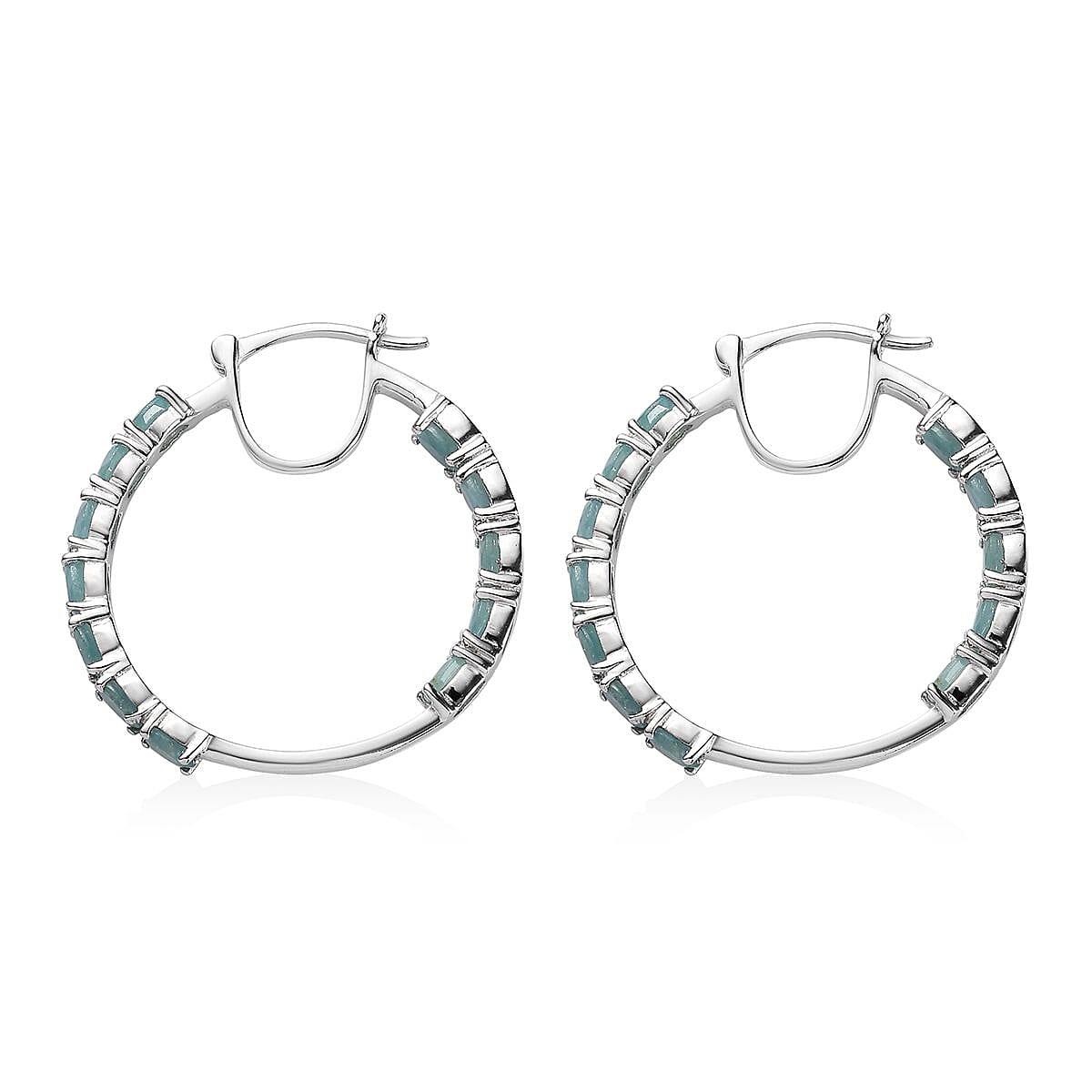 Grandidierite Inside Out Hoop Earrings in Platinum Over Sterling Silver 4.75 ctw image number 3