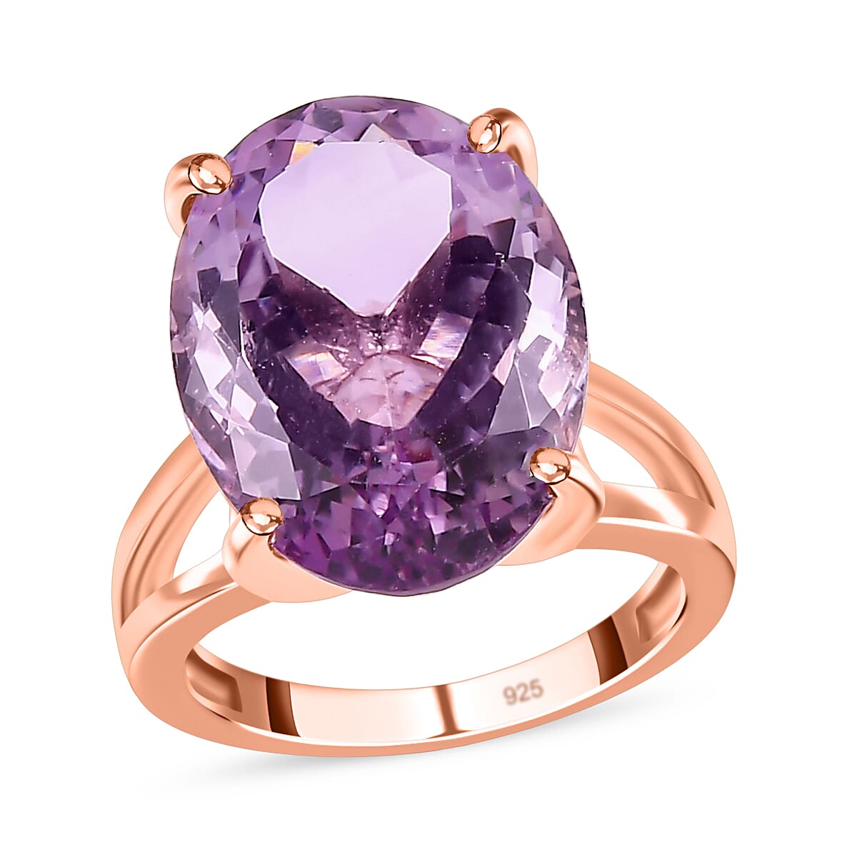 Rose De France Amethyst 12.00 ctw Ring in Vermeil Rose Gold Over Sterling Silver (Size 11.5)