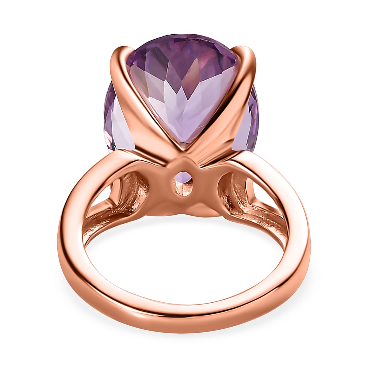 Rose De France Amethyst 12.00 ctw Ring in Vermeil Rose Gold Over Sterling Silver (Size 11.5)