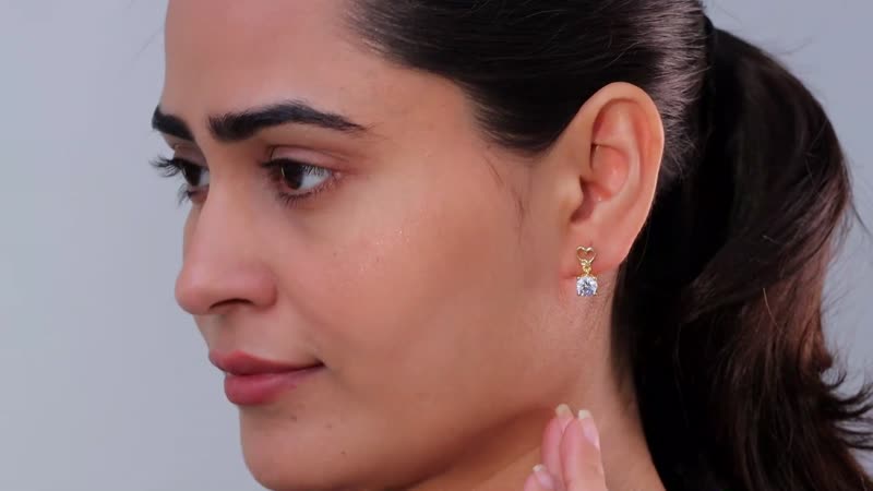 LUSTRO STELLA Made with Finest CZ Solitaire Stud Earrings in 14K YG Over Sterling Silver 3.30 ctw
