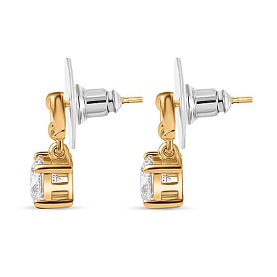 LUSTRO STELLA Made with Finest CZ Solitaire Stud Earrings in 14K YG Over Sterling Silver 3.30 ctw