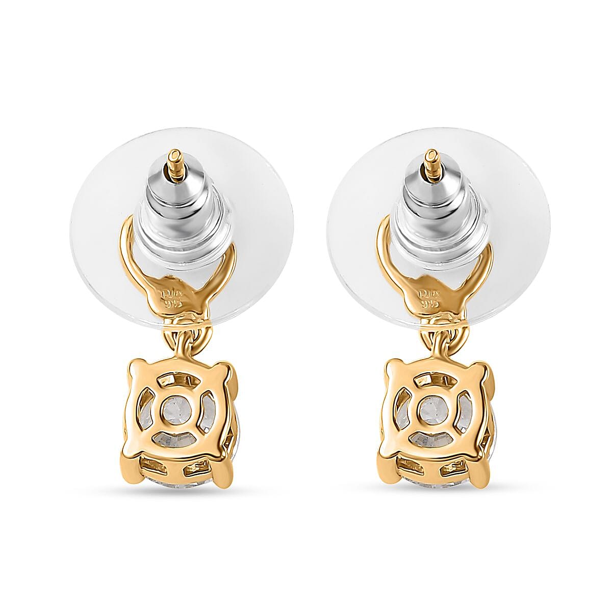 LUSTRO STELLA Made with Finest CZ Solitaire Stud Earrings in 14K YG Over Sterling Silver 3.30 ctw