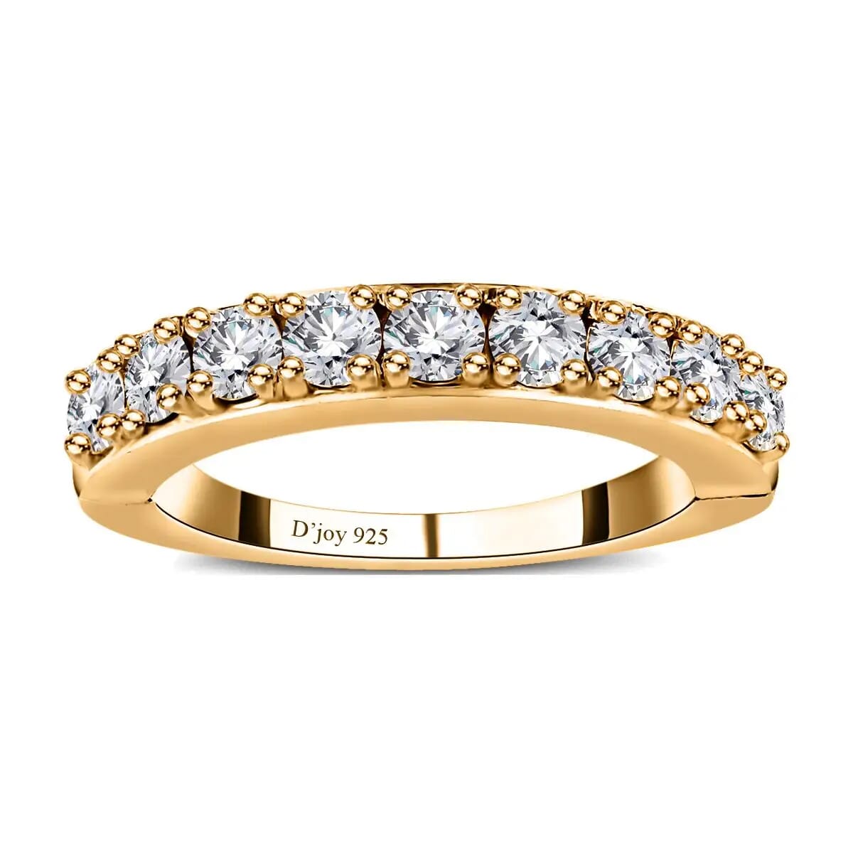 Moissanite Half Eternity Band Ring in Vermeil Yellow Gold Over Sterling Silver 0.90 ctw image number 0