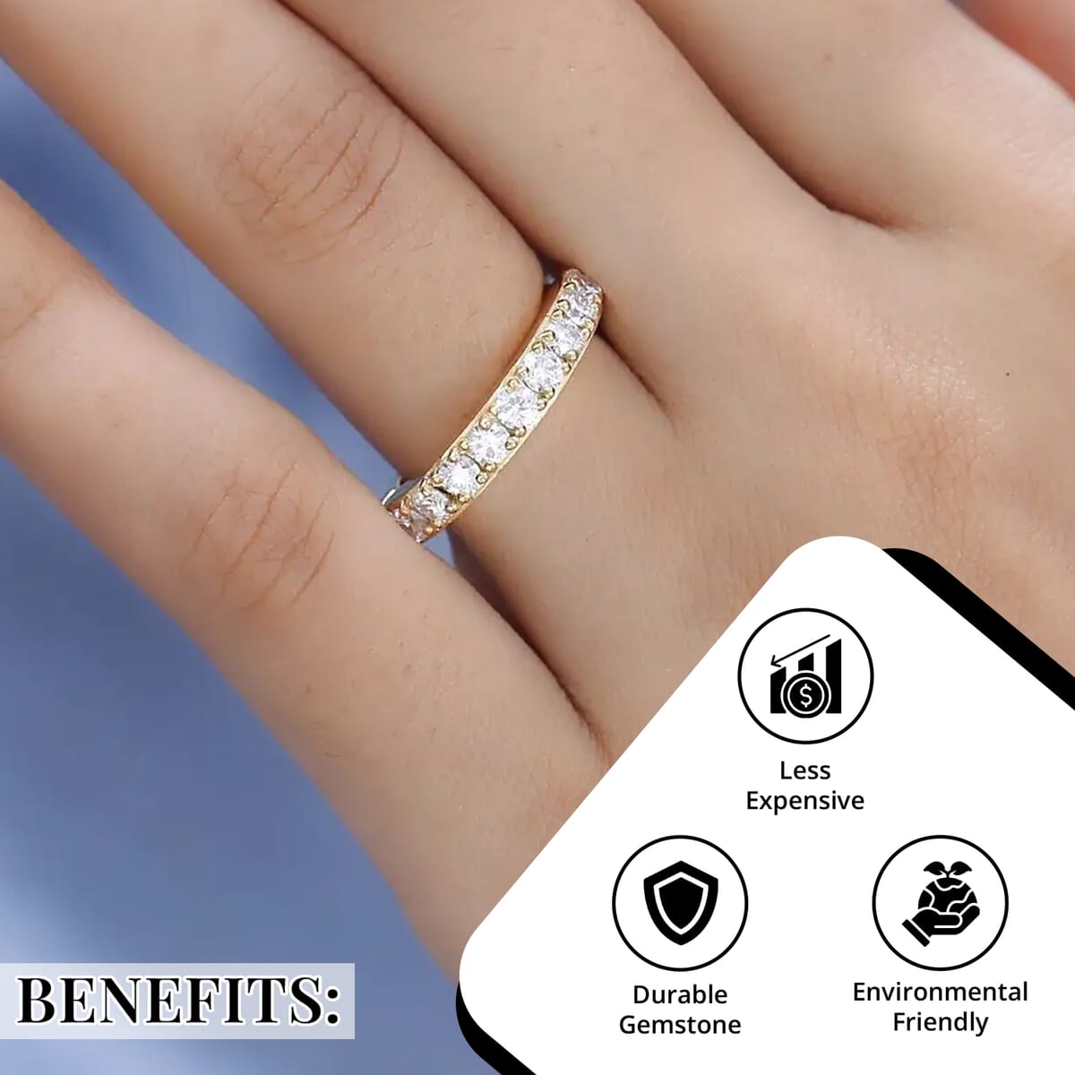 Moissanite Half Eternity Band Ring in Vermeil Yellow Gold Over Sterling Silver 0.90 ctw image number 3