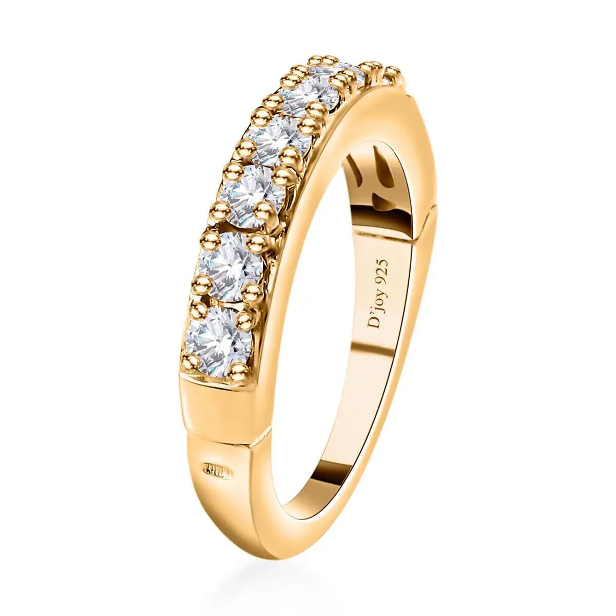 Moissanite Half Eternity Band Ring in Vermeil Yellow Gold Over Sterling Silver 0.90 ctw image number 4