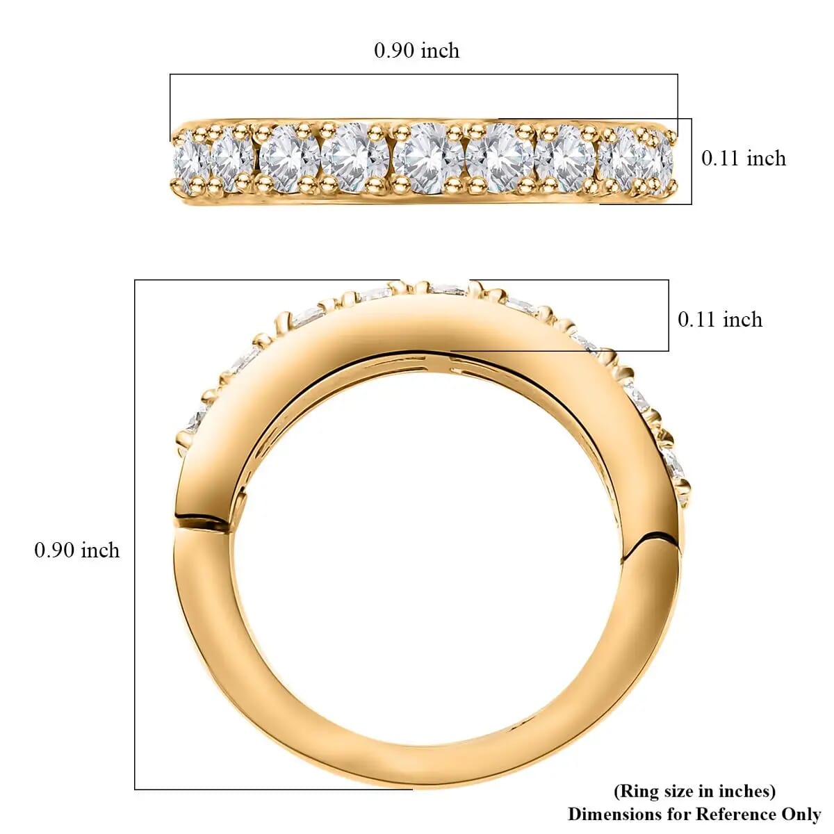 Moissanite Half Eternity Band Ring in Vermeil Yellow Gold Over Sterling Silver 0.90 ctw image number 6