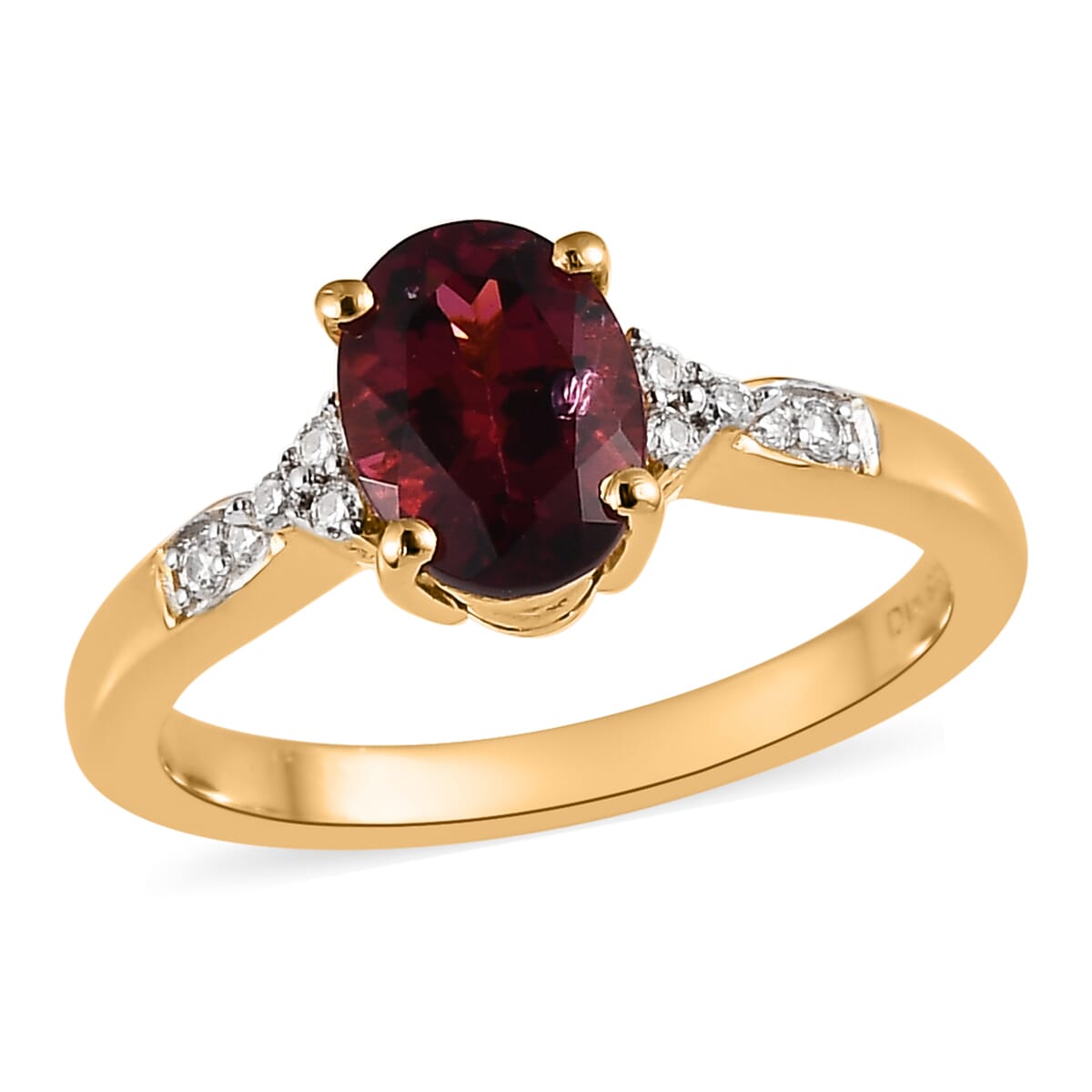 Premium Ouro Fino Rubellite, Moissanite Ring in Vermeil YG Over Sterling Silver (Size 10.0) 1.50 ctw image number 0