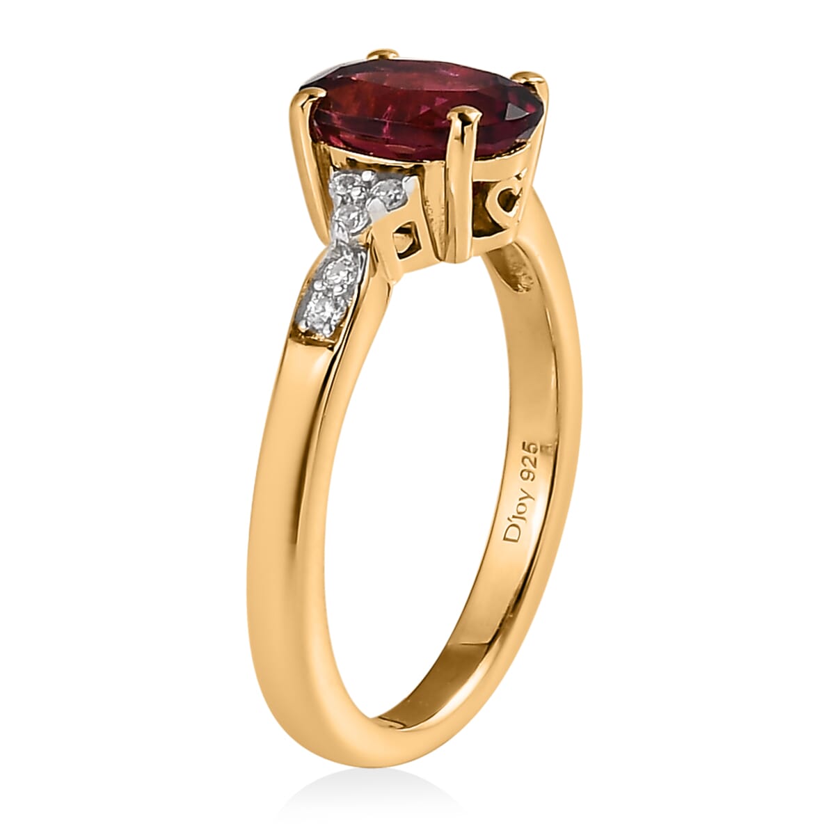 Premium Ouro Fino Rubellite, Moissanite Ring in Vermeil YG Over Sterling Silver (Size 10.0) 1.50 ctw image number 3