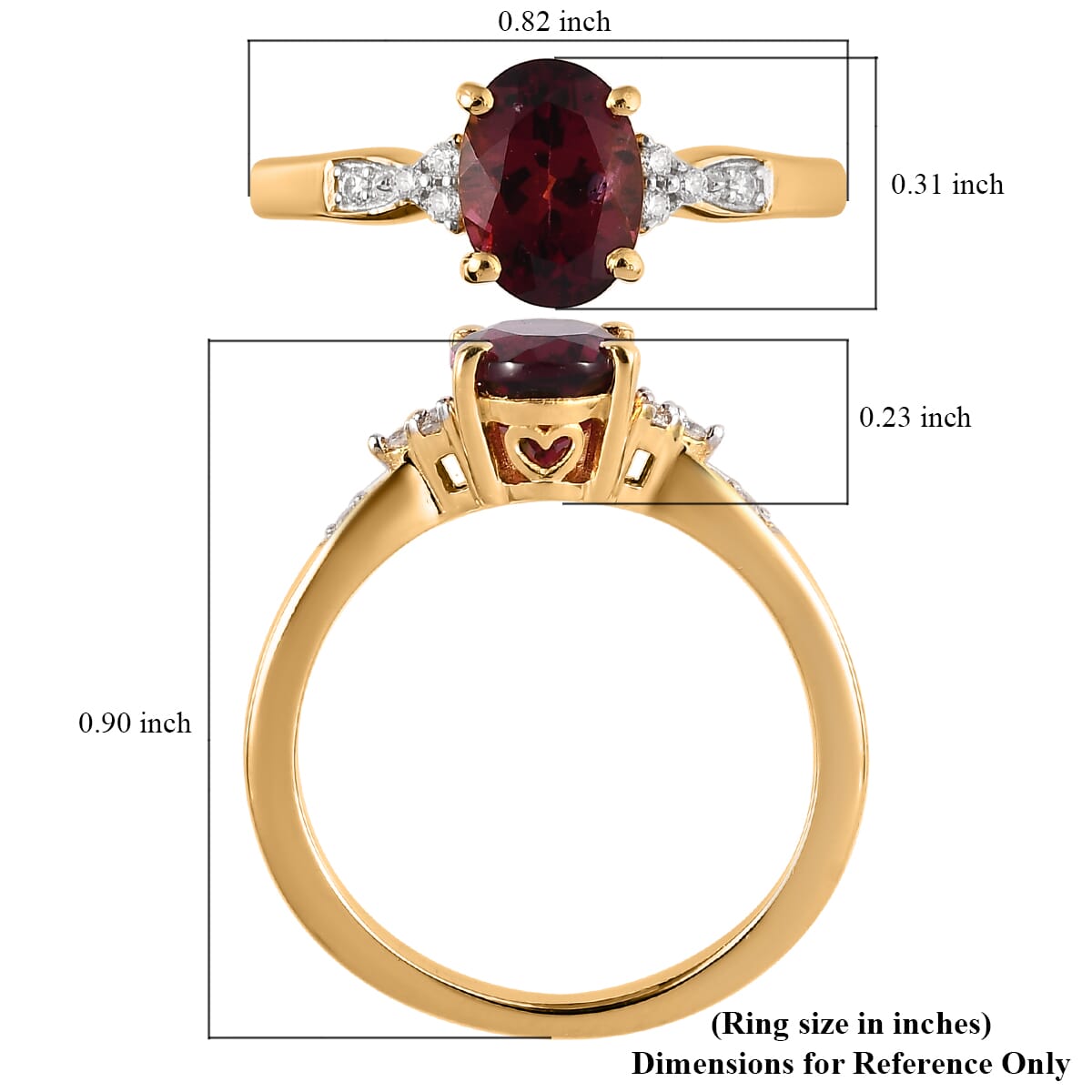 Premium Ouro Fino Rubellite, Moissanite Ring in Vermeil YG Over Sterling Silver (Size 10.0) 1.50 ctw image number 5