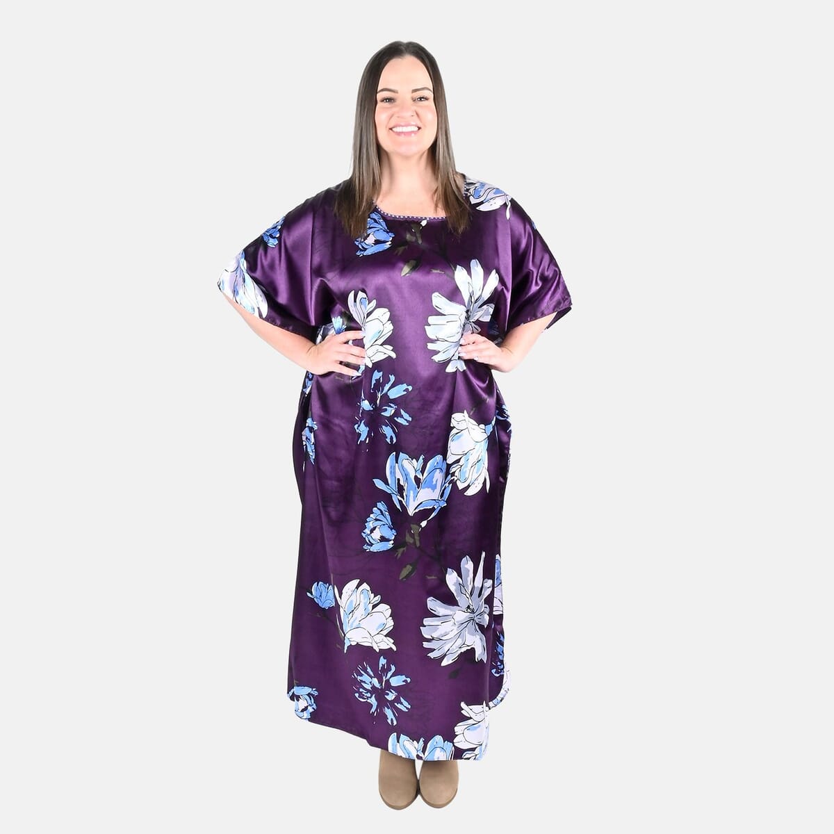 Winlar Teal Cheetah Print Kaftan with Drawstring - One Size Fits Most image number 0