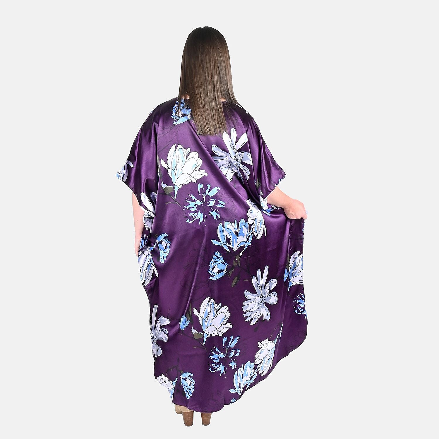 Winlar Purple Floral Print Kaftan - One Size Fits Most