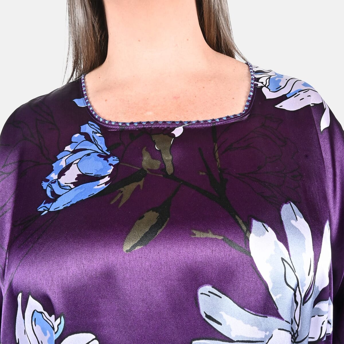 Winlar Teal Cheetah Print Kaftan with Drawstring - One Size Fits Most image number 3