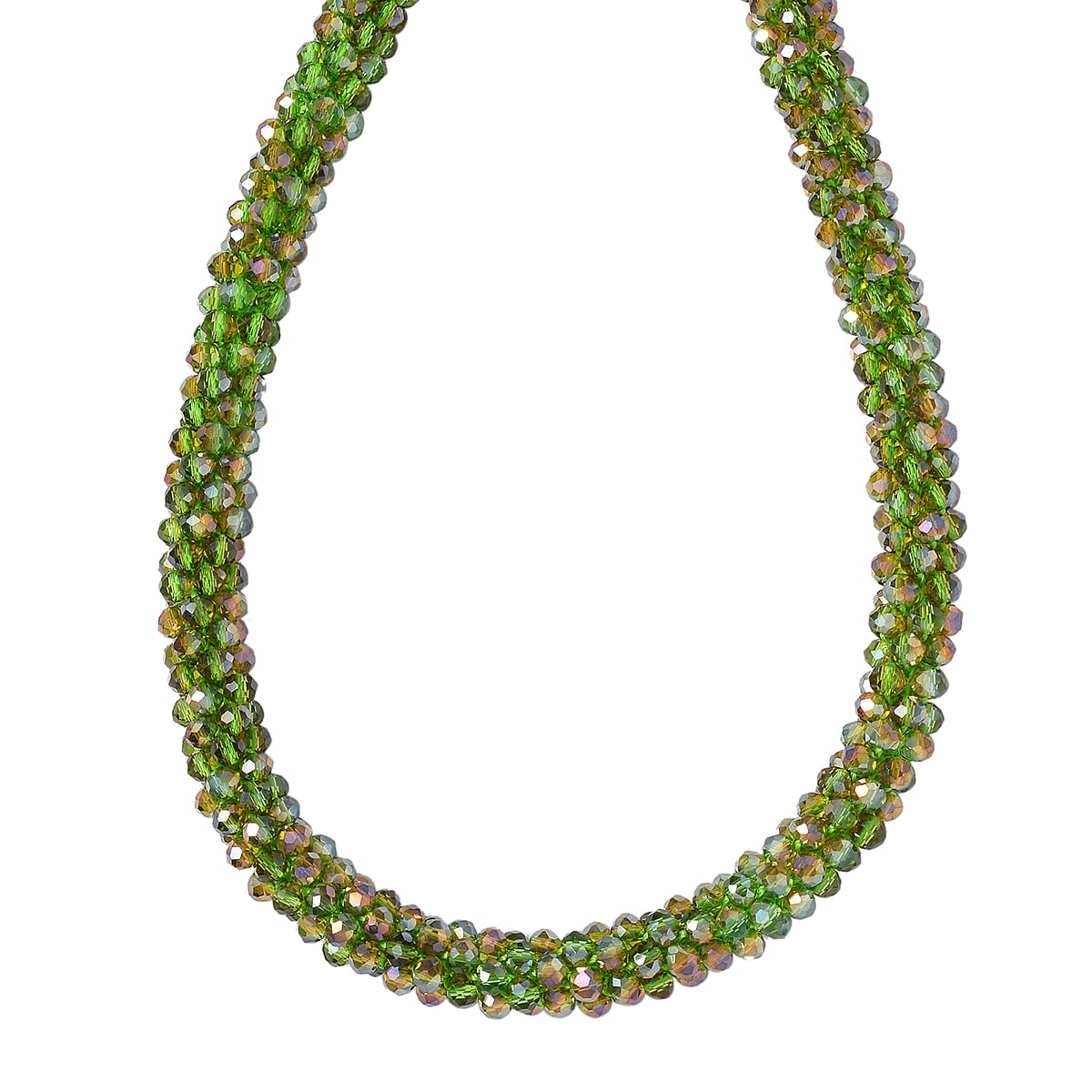 Green Magic Color Glass Beaded Necklace 20-22 Inches in Silvertone image number 0