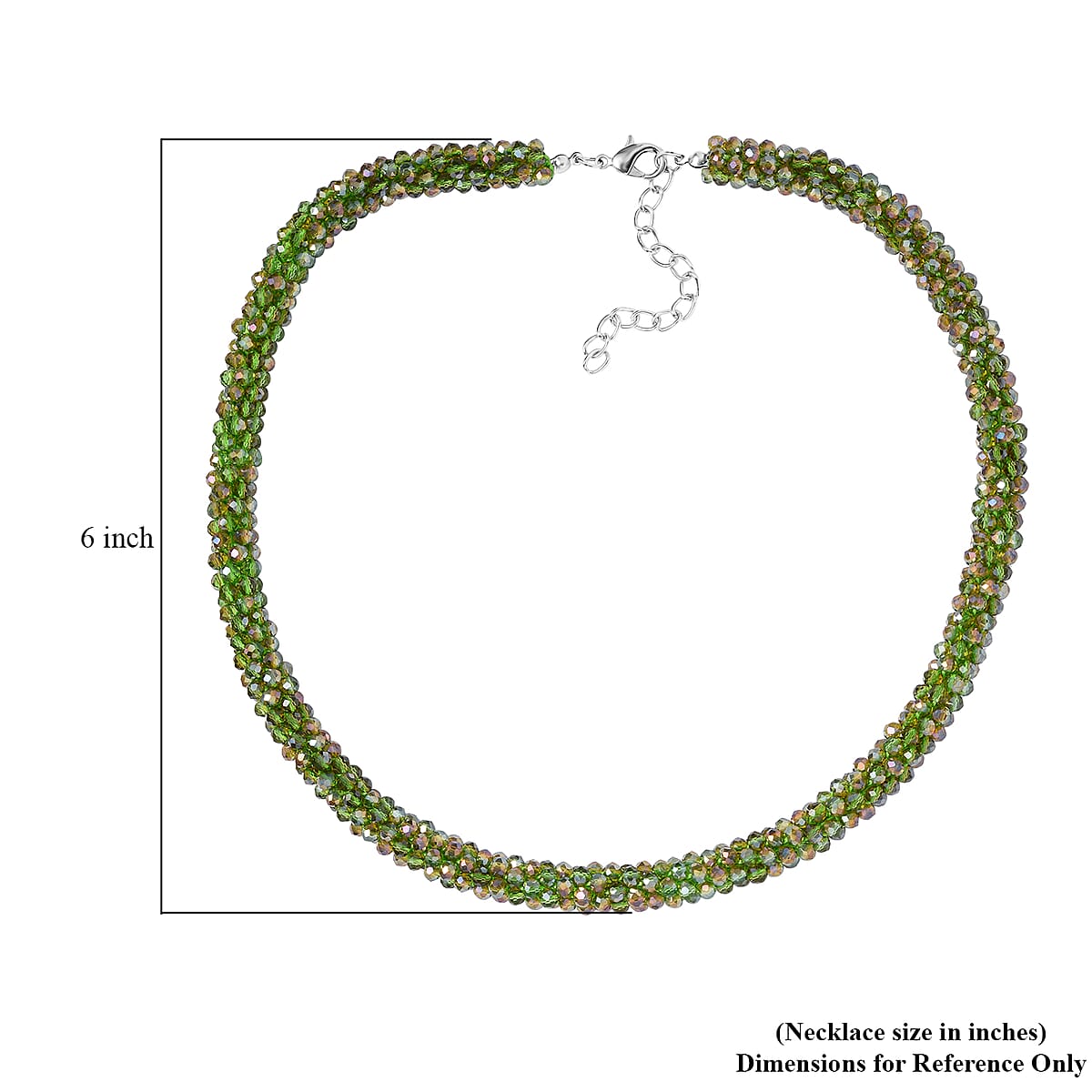 Green Magic Color Glass Beaded Necklace 20-22 Inches in Silvertone image number 4