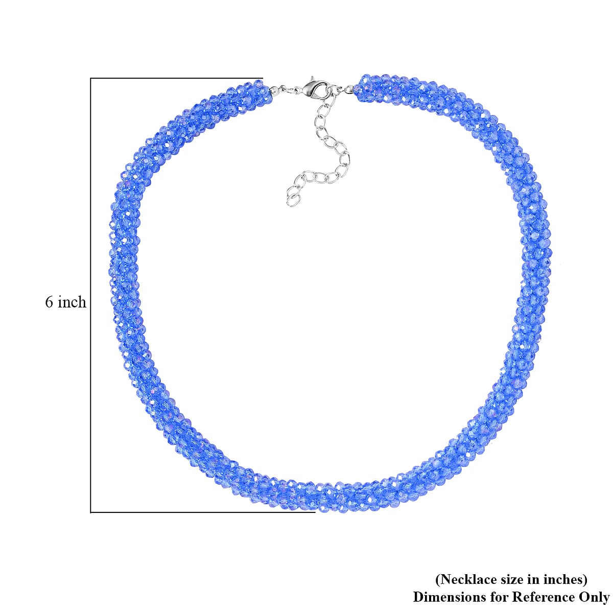 Blue Magic Color Glass Beaded Necklace 20-22 Inches in Silvertone image number 4