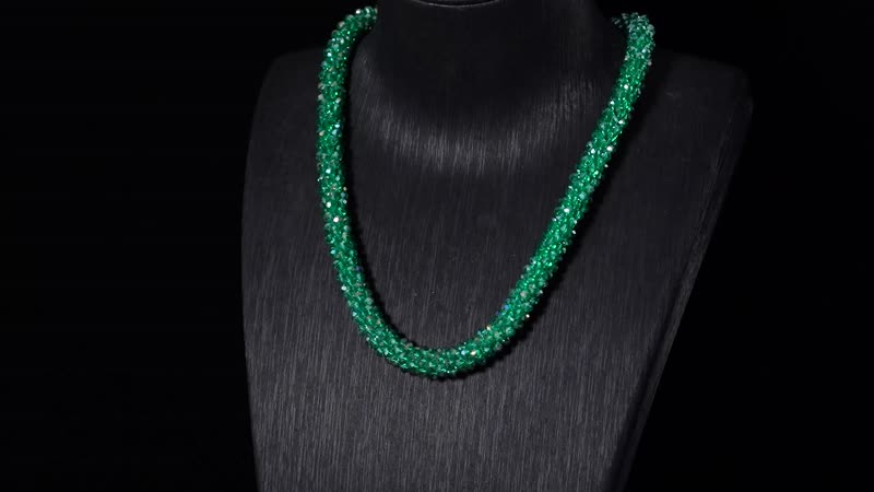 White Magic Color Glass Beaded Necklace 20-22 Inches in Silvertone