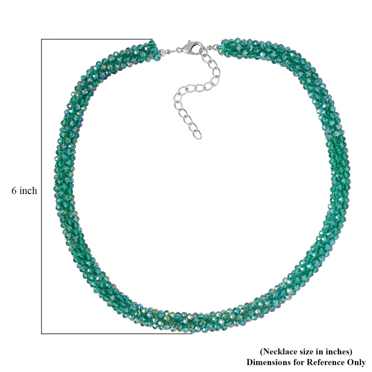 Green Magic Color Glass Beaded Necklace in Silvertone 20-20 Inches image number 4