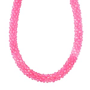 Peach Magic Color Glass Beaded Necklace 20-22 Inches in Silvertone