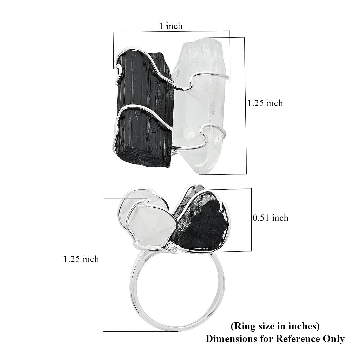 Tourmaline and Crystal Ring in Silvertone (Size 7.0) 20.50 ctw