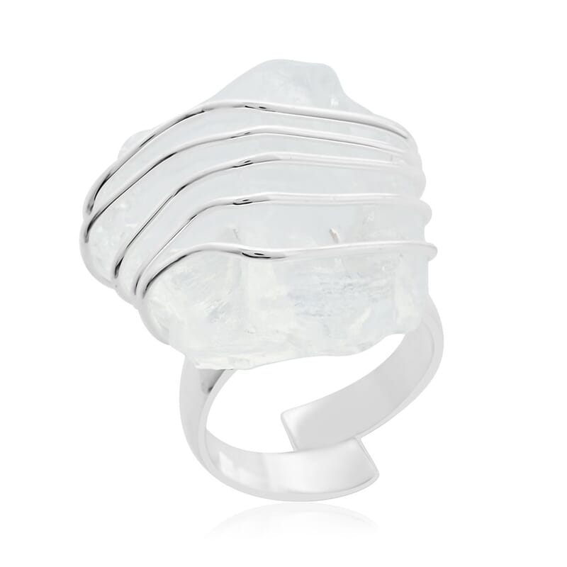 Made in Brazil Crystal Zig Zag Ring in Silvertone (Size 6.0)